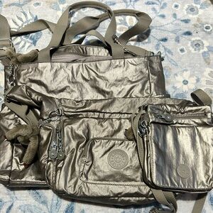 Set of Kipling Metallic Silver Bags